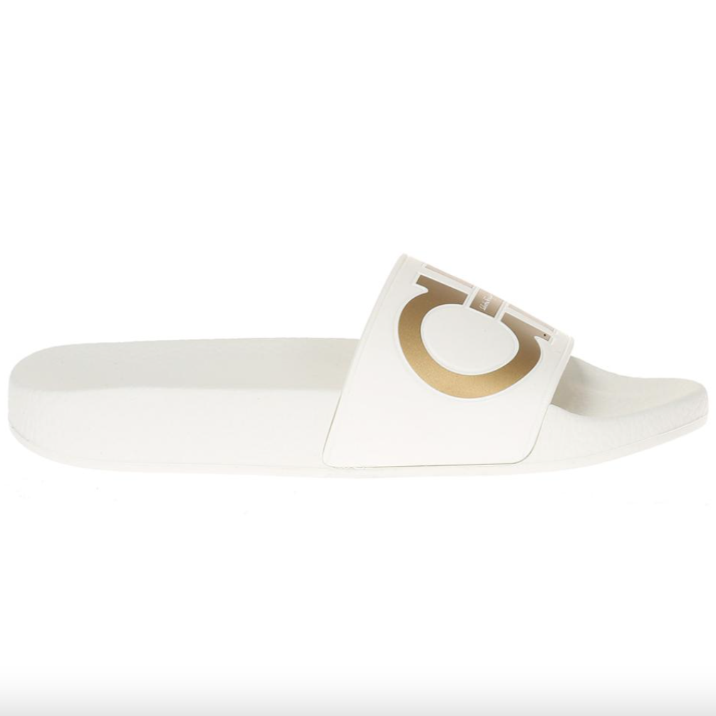 Salvatore Ferragamo Groove Slide in Bianco