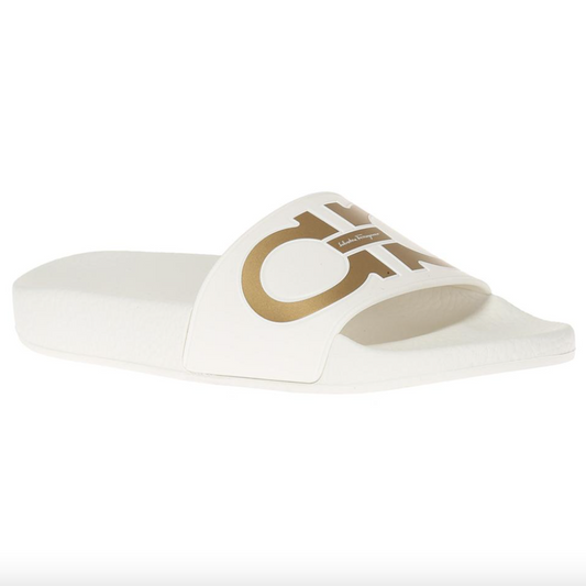 Salvatore Ferragamo Groove Slide in Bianco