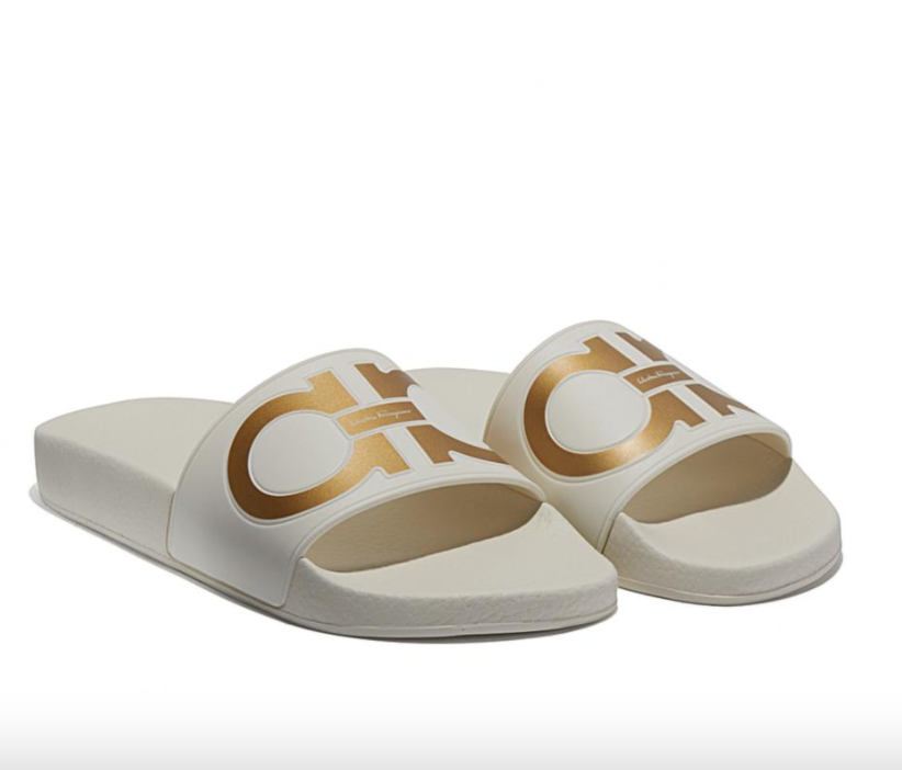Salvatore Ferragamo Groove Slide in Bianco
