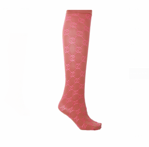 Gucci GG Lit Poppery Knee Socks in Pink and Beige