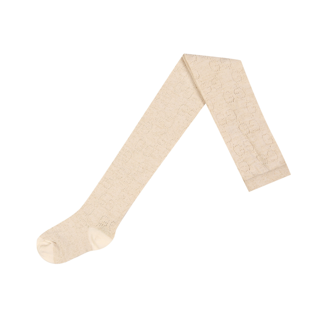 Gucci Winter G Lurex Knit Tights in Ivory