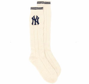 Gucci NY Yankees Wool Knit Socks in Beige