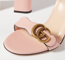 Load image into Gallery viewer, Gucci GG Marmont Block Heel Sandal in Perfect Pink