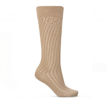 Load image into Gallery viewer, Gucci Knit Knee High Socks with GG Logos in Sand Beige