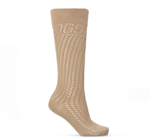 Gucci Knit Knee High Socks with GG Logos in Sand Beige