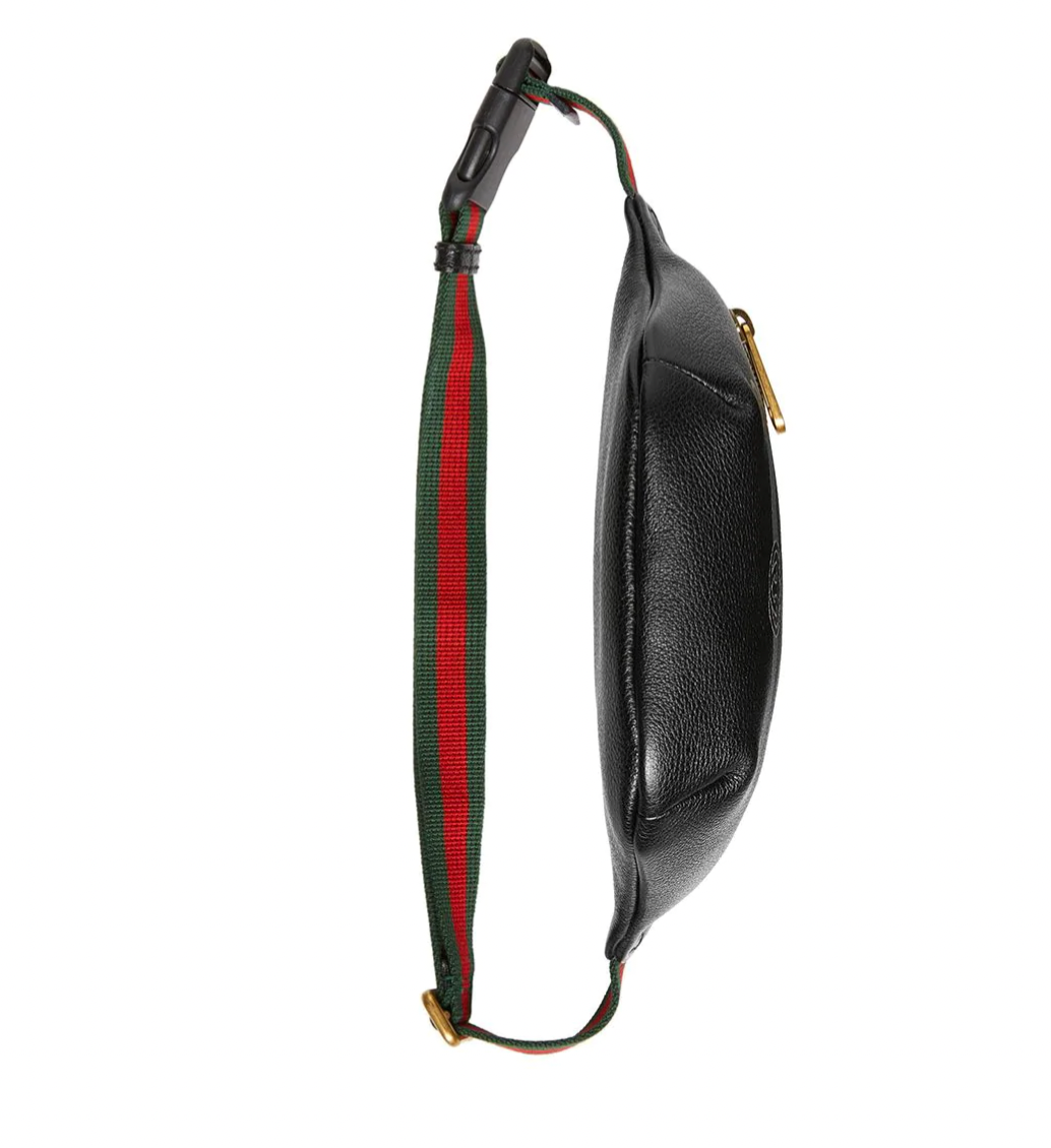 Gucci Logo Print Grained Calfskin Leather Small Belt Bag