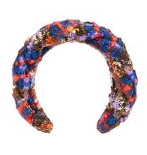 Load image into Gallery viewer, Gucci Armonia Tweed Braided Headband in Purple Multicolor