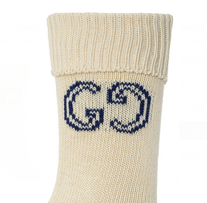Gucci GG Logo Lit Circus Knit Socks in Ivory