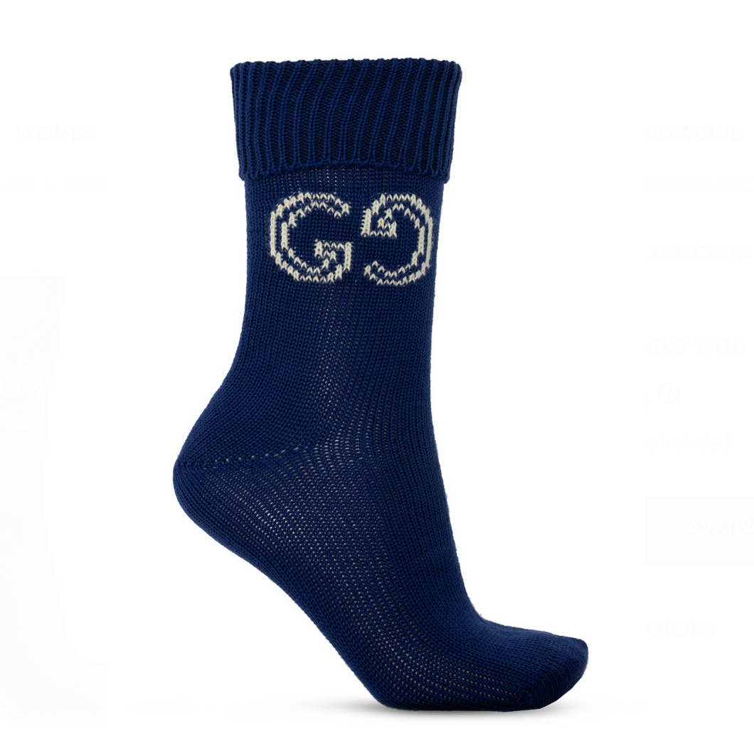 Gucci GG logo Lit Circus Knit Socks in Midnight Blue