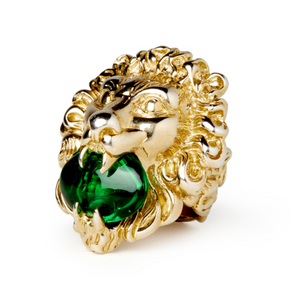 Gucci Lion Head Ring with Green Swarovski Crystal in Gold – Gavriel.us