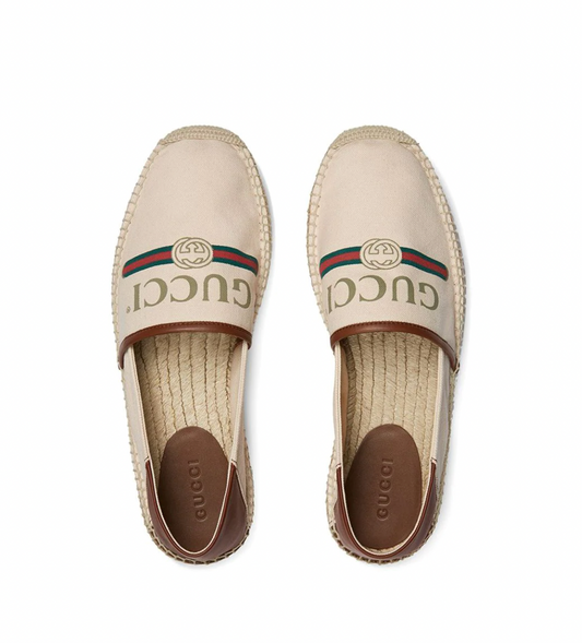 Gucci Logo Canvas Espadrilles in White