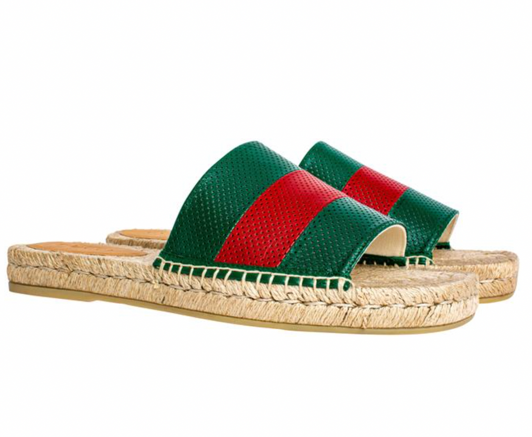 Striped gucci slides sales