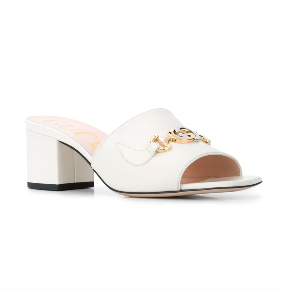 Gucci Horse-bit Detail Square Toe Sandals in White