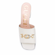 Load image into Gallery viewer, Gucci Horse-bit Detail Square Toe Sandals in White