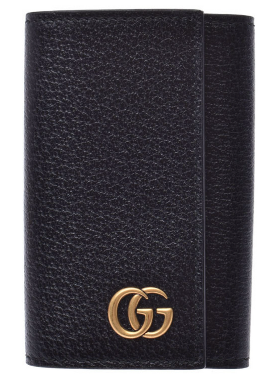 Gucci Interlocking GG Leather Key Case in Black