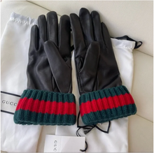 Load image into Gallery viewer, Gucci Lambskin Cashmere Lined Gloves with Knit Web Cuff