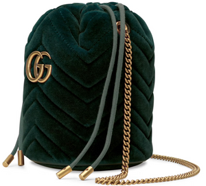 Gucci Marmont Interlocking GG Logo Mini Bucket Bag with Chain