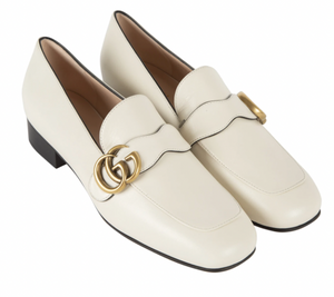 Gucci GG Leather Loafers in Mystic White