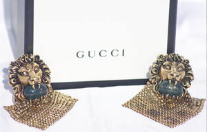Gucci Lion Head Clip-on Earrings in Antique Gold