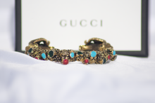 Load image into Gallery viewer, Gucci Ram Head Cuff Bracelet in Gold with Gemstones