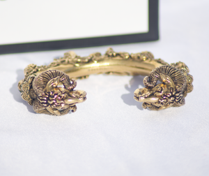Gucci Ram Head Cuff Bracelet in Gold with Gemstones