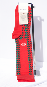 Gucci Houndstooth Socks with Interlocking G in Red