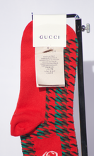 Load image into Gallery viewer, Gucci Houndstooth Socks with Interlocking G in Red