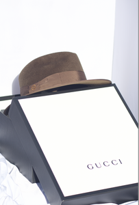 Gucci Felt Hat with GG Bow in Brown