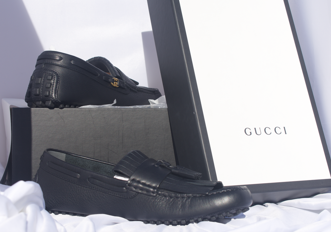 Gucci Men's Black Driving Shoe with Tassel