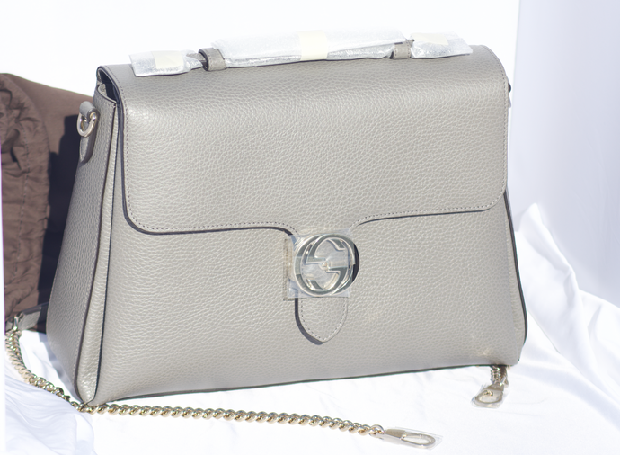 Gucci Large Top Handle Interlocking GG Crossbody in Gray