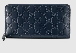 Gucci Signature Zip Around Wallet in Blue