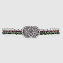 Load image into Gallery viewer, Gucci Silver Crystal GG Web Choker