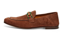 Load image into Gallery viewer, Gucci Horsebit Brown Brixton Web Suede Men Loafer Flats