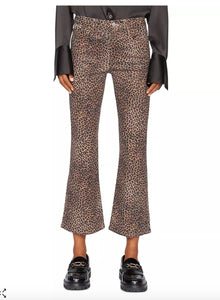 FRAME le Crop Mini Coated Bootcut Jeans in Leopard