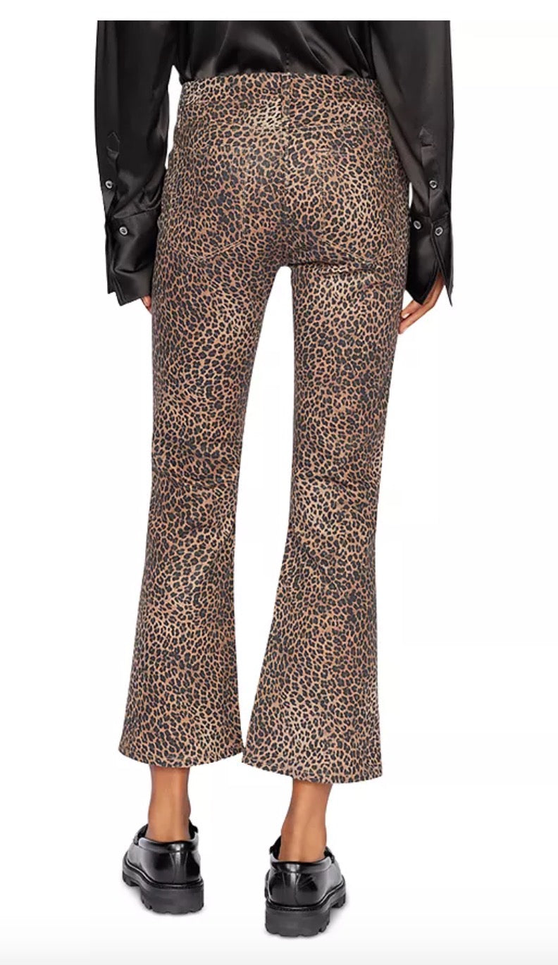 FRAME le Crop Mini Coated Bootcut Jeans in Leopard