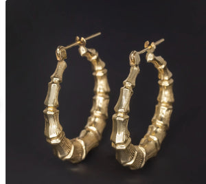 Gavriel Luxury Bamboo Retro Style Earrings in 14K Yellow Gold
