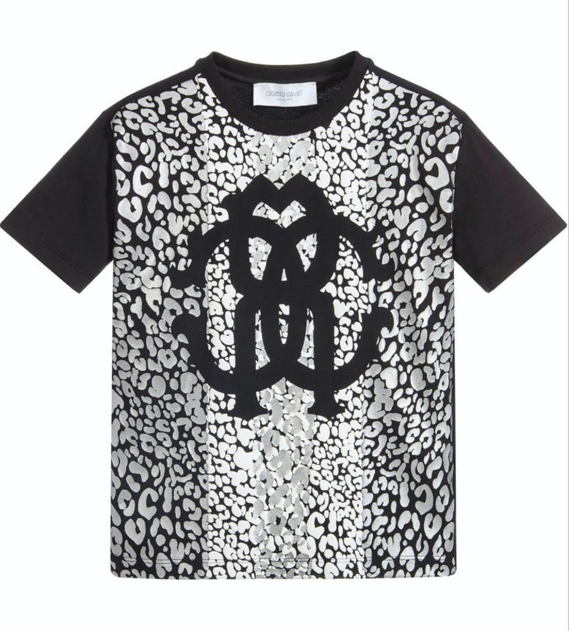 Roberto Cavalli Boys Metallic Leopard Print Logo T-shirt