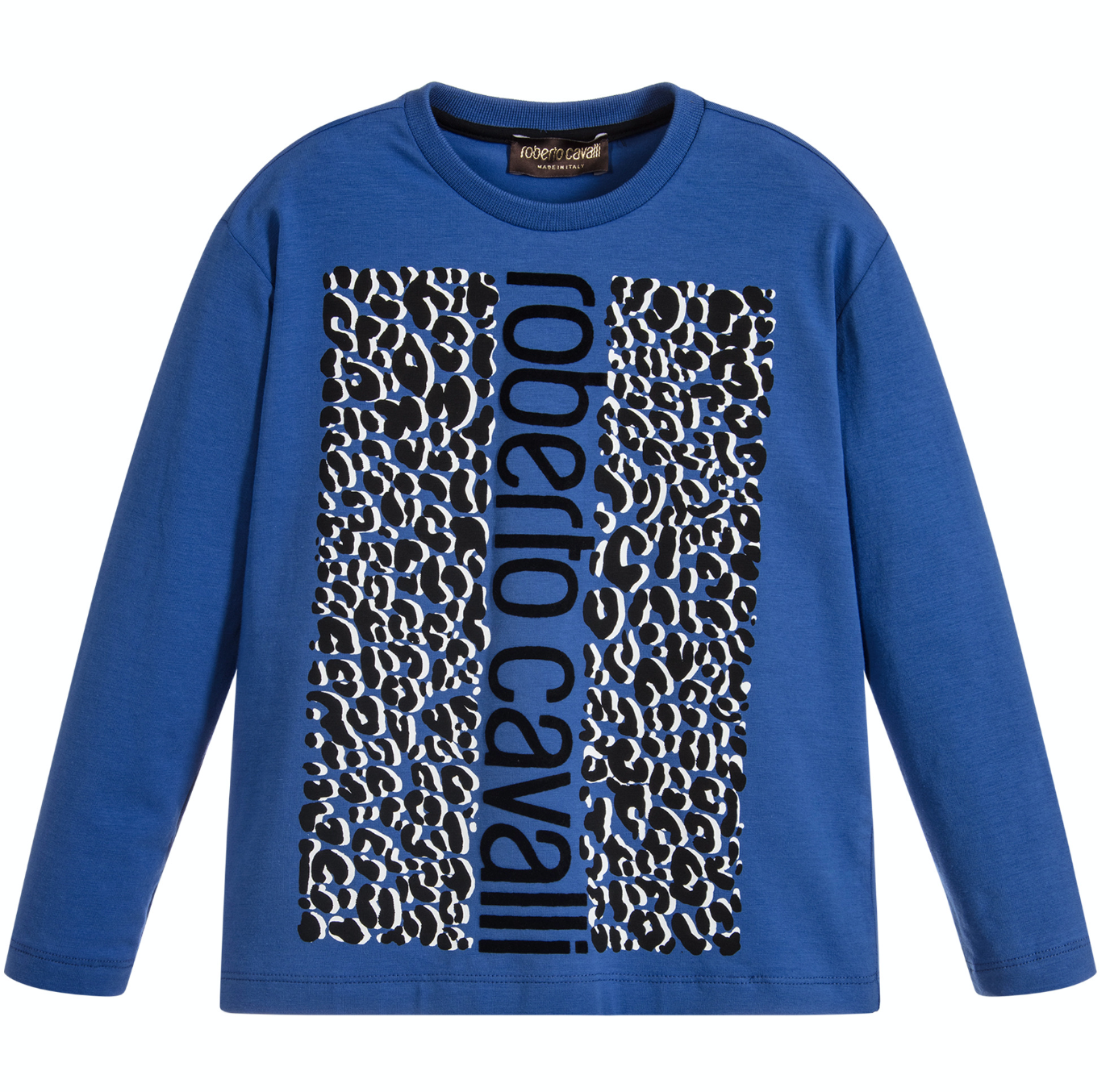 Roberto Cavalli Boys Blue Long Sleeved Speckle Print T-shirt