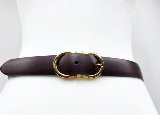 Salvatore Ferragamo Gancini Buckle Belt in Deep Burgundy