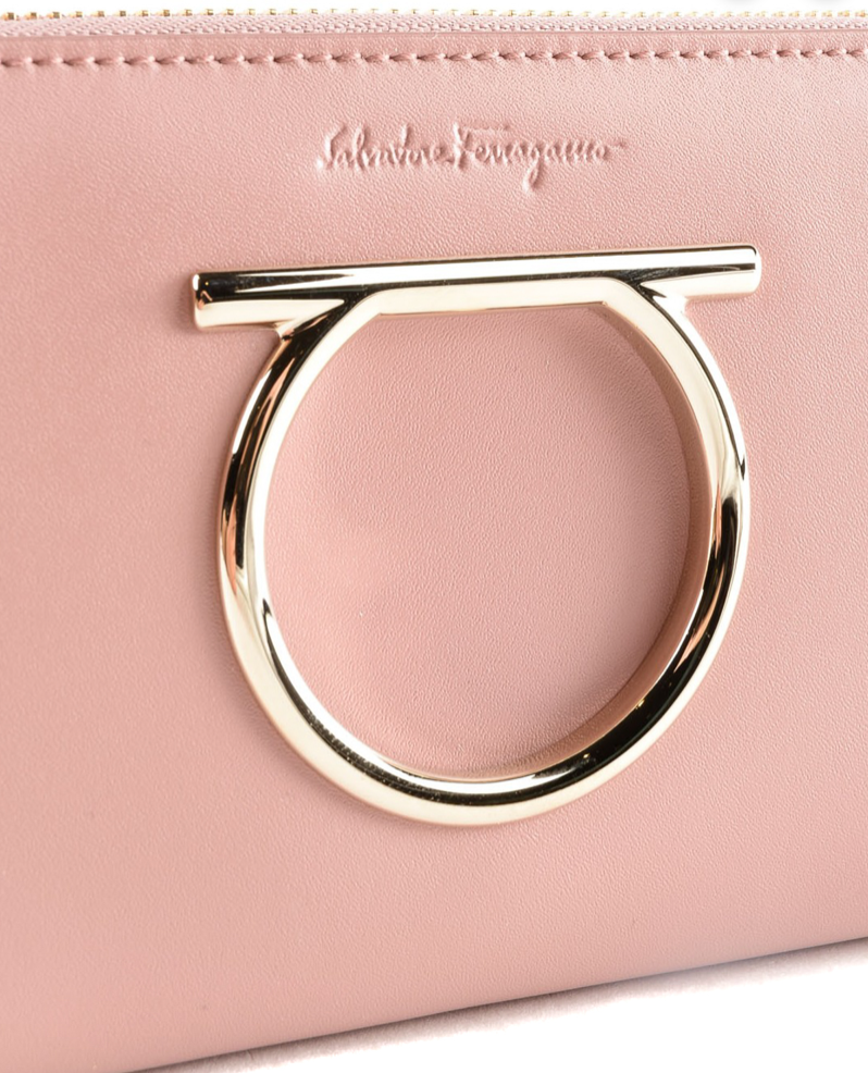 Salvatore Ferragamo Gancini Long Wallet in Antique Rose