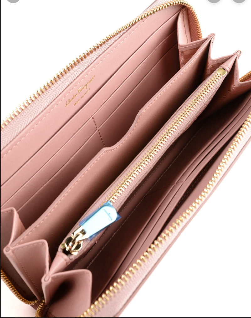Salvatore Ferragamo Gancini Long Wallet in Antique Rose