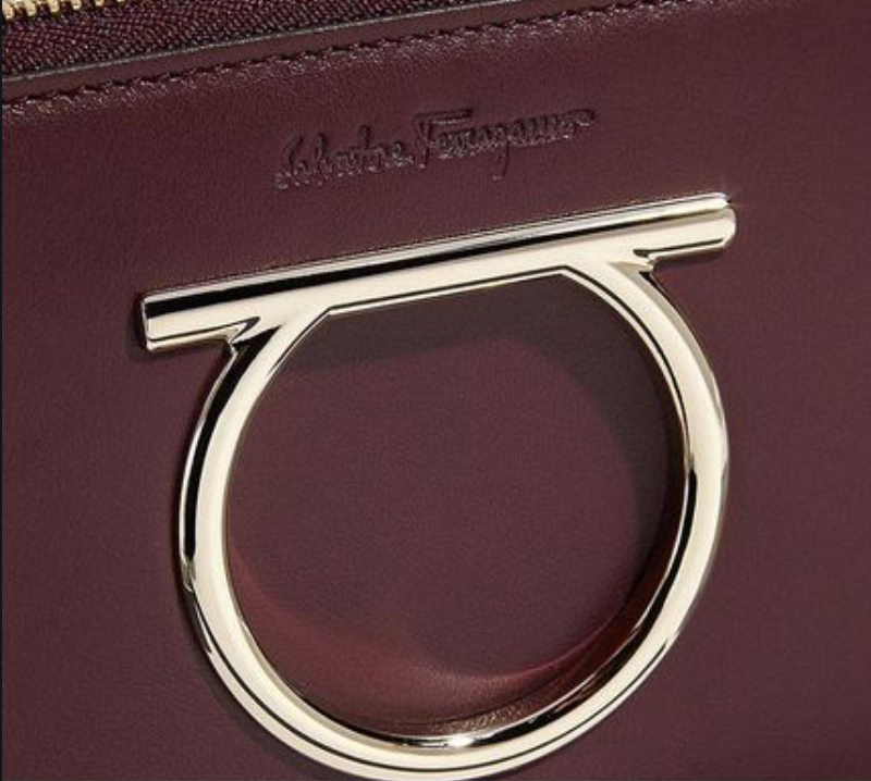 Salvatore Ferragamo Gancini Long Wallet in Wine