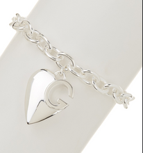 Load image into Gallery viewer, Gucci Sterling Silver GG design Heart Charm Bracelet