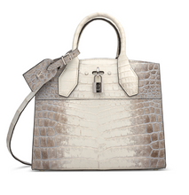 Load image into Gallery viewer, A Matte White Himalaya Crocodile City Steamer PM With Silver Hardware