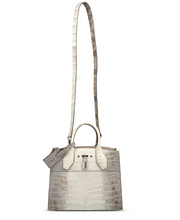 Load image into Gallery viewer, A Matte White Himalaya Crocodile City Steamer PM With Silver Hardware