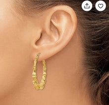 Load image into Gallery viewer, Gavriel Luxury Bamboo Retro Style Earrings in 14K Yellow Gold - 35 mm