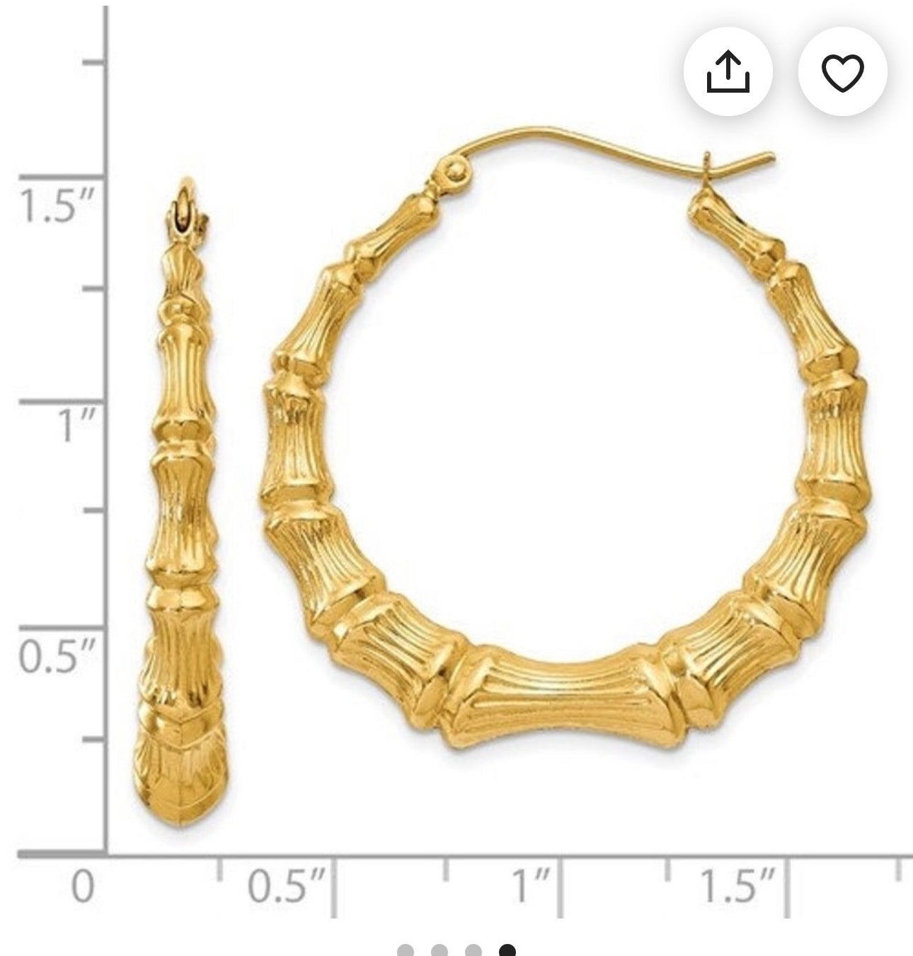 Gavriel Luxury Bamboo Retro Style Earrings in 14K Yellow Gold - 35 mm