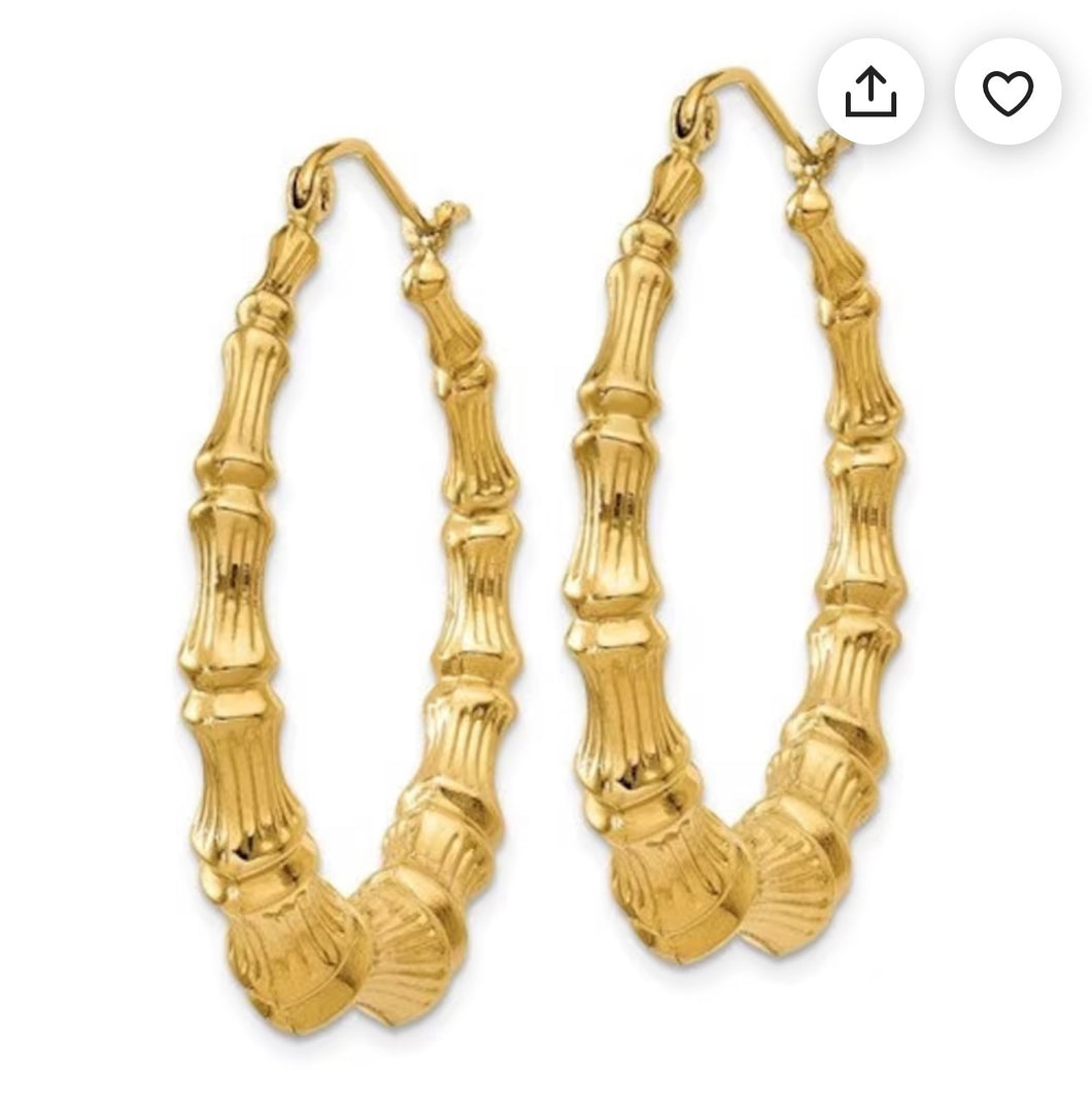 Gavriel Luxury Bamboo Retro Style Earrings in 14K Yellow Gold - 35 mm