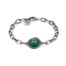 Load image into Gallery viewer, Gucci Garden GG Malachite Bracelet in Silver