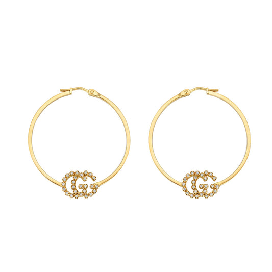 Gucci GG Running Hoop Earrings with Diamonds in Gold